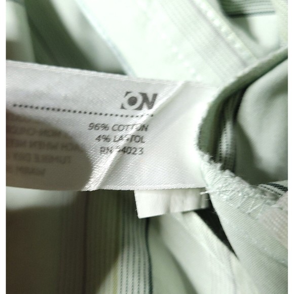 Old Navy Women's Blouse Sage Green Striped Long Sleeve Button Up Ruffle Size M - Picture 11 of 11